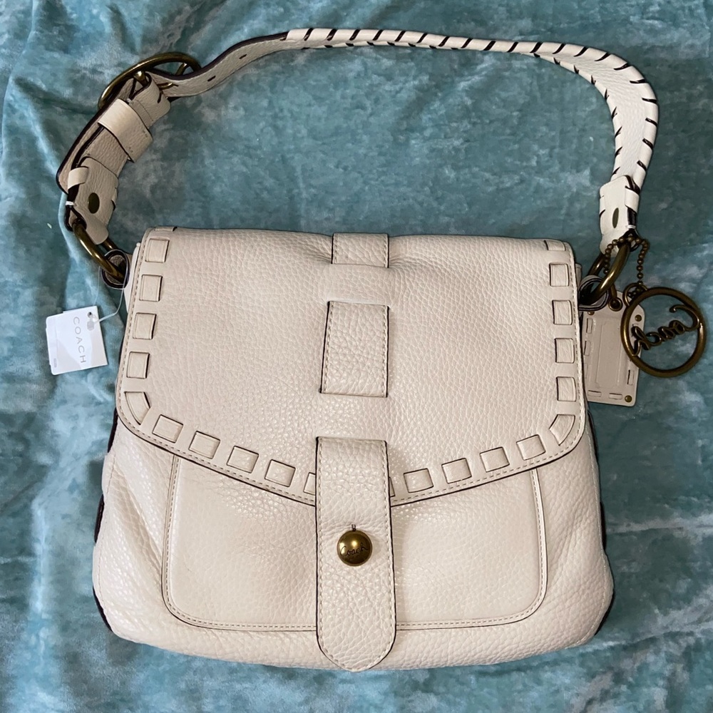 100% Authentic NTW Cream Leather Coach Handbag
